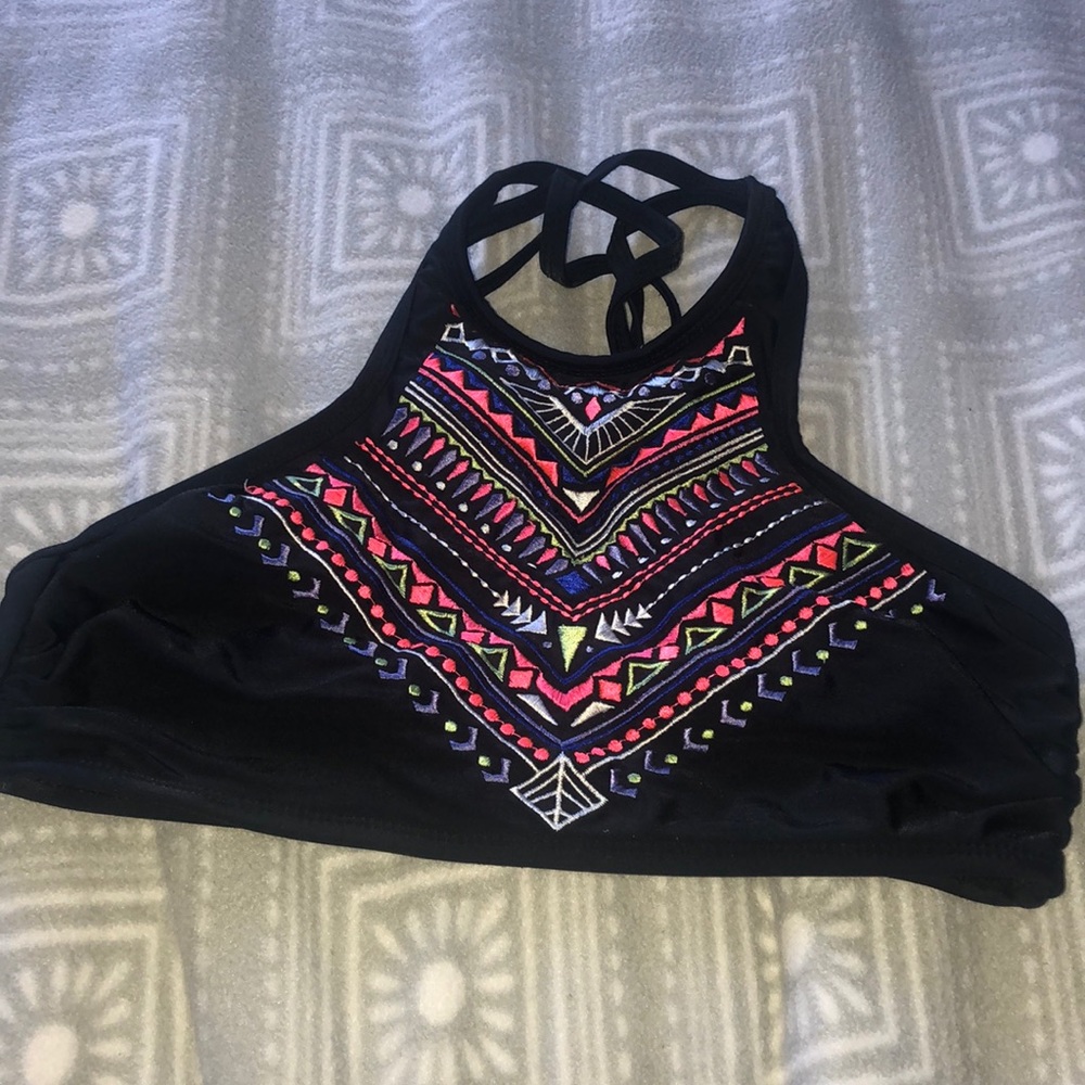 Black Pattern Bikini Top